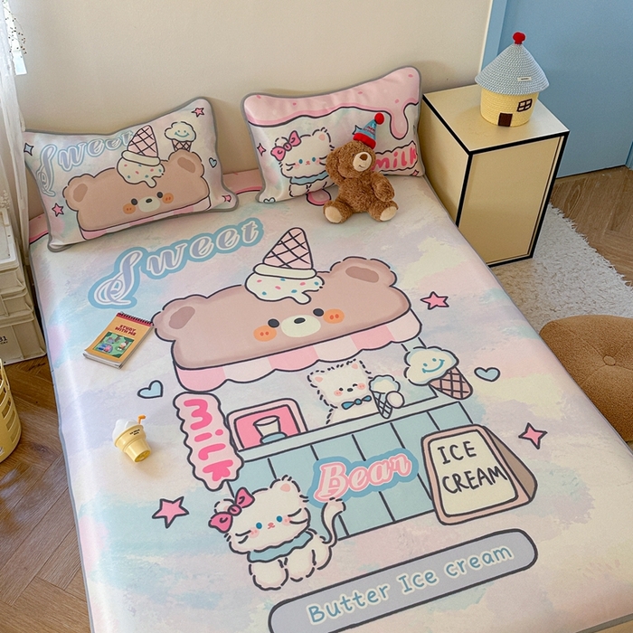 91家纺网 家纺一手货源 找家纺 美乐迪家纺 2025新款碳光凉感冰丝席 冰淇淋小站