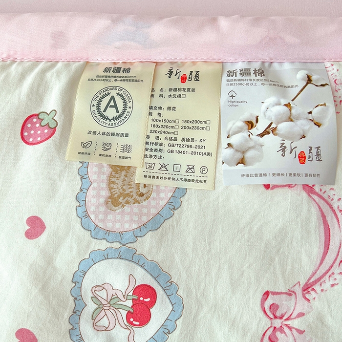 91家纺网 家纺一手货源 找家纺 西域种棉人·千百笠 2025新款A类新疆棉花夏凉被加宽包边水洗棉卡通印花吸湿透气棉花夏被空调被 凌香 泰迪熊