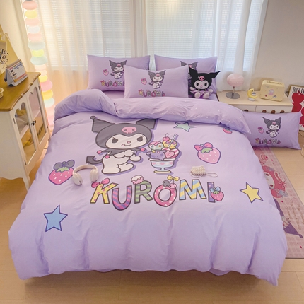 91家纺网 家纺一手货源 找家纺 （总）朵希曼 2025新款全棉大版数码印花四件套库洛米系列