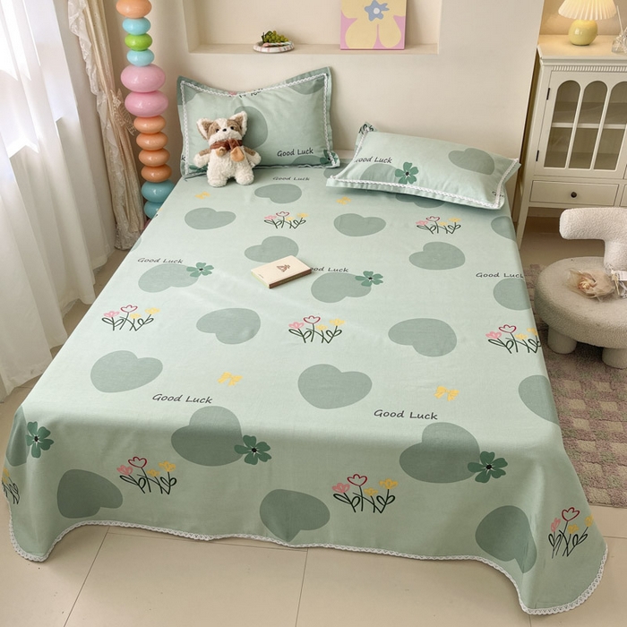 91家纺网 家纺一手货源 找家纺 新印象  2025新款花边老粗布床单款床笠款三件套怦然心动