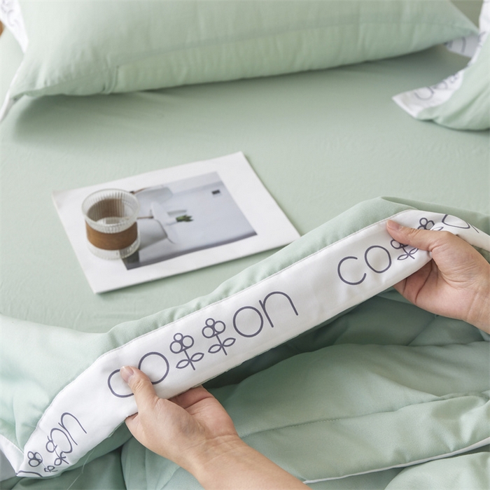 91家纺网 家纺一手货源 找家纺 西域种棉人·千百笠 2025新款A类100%新疆棉花夏凉被纯棉全棉填充毛巾绣绣花纯色双拼原棉空调被夏被 千寻薄荷绿