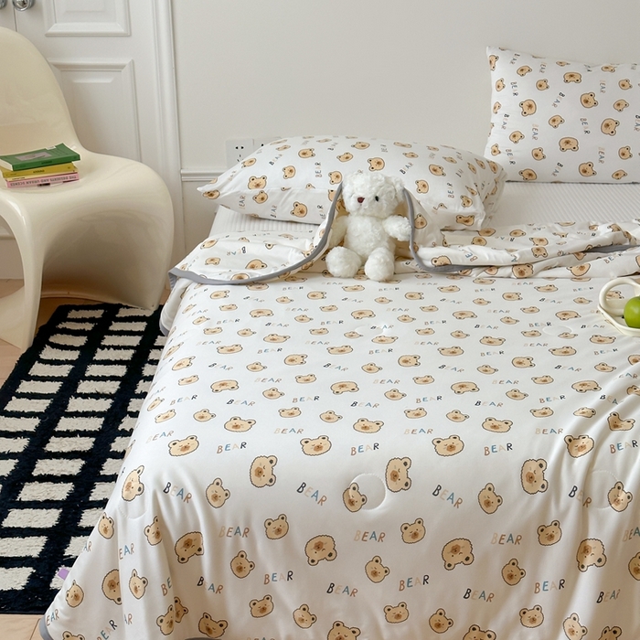 91家纺网 家纺一手货源 找家纺 觅糖家纺 2025新款软糯针织云柔大豆夏被 小白熊