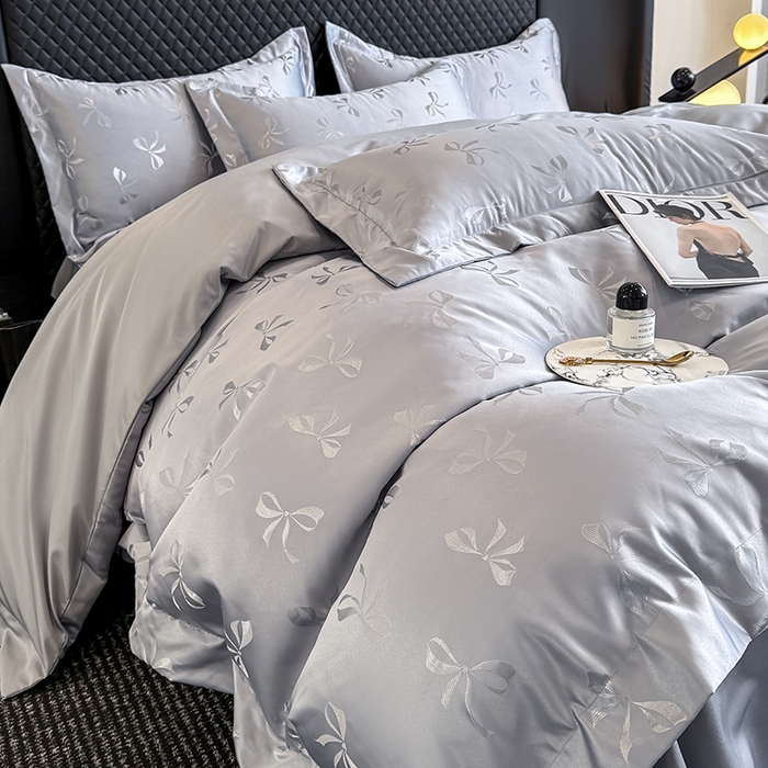 91家纺网 家纺一手货源 找家纺 狂想家 2025新款高奢提花水洗天丝系列四件套 情结高级灰