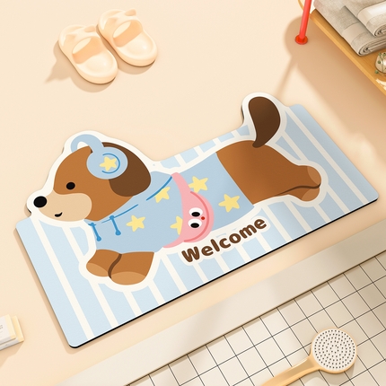 卡初家居（原微来）2025新款双面防滑浴室硅藻泥地垫-小狗 G-654【小狗】