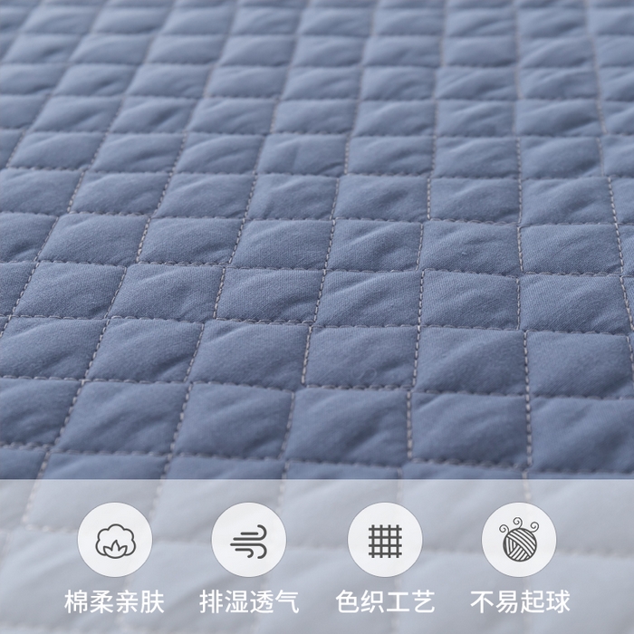 91家纺网 家纺一手货源 找家纺 优乐家纺 2025新款全棉四件套水洗纯棉夹棉绗缝加厚被罩 经典蓝