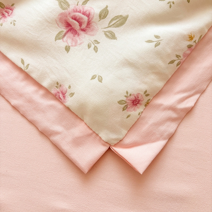 91家纺网 家纺一手货源 找家纺 金喜 2025新款小清新风格有氧针织双层纱大豆被夏被四件套 半亩花田