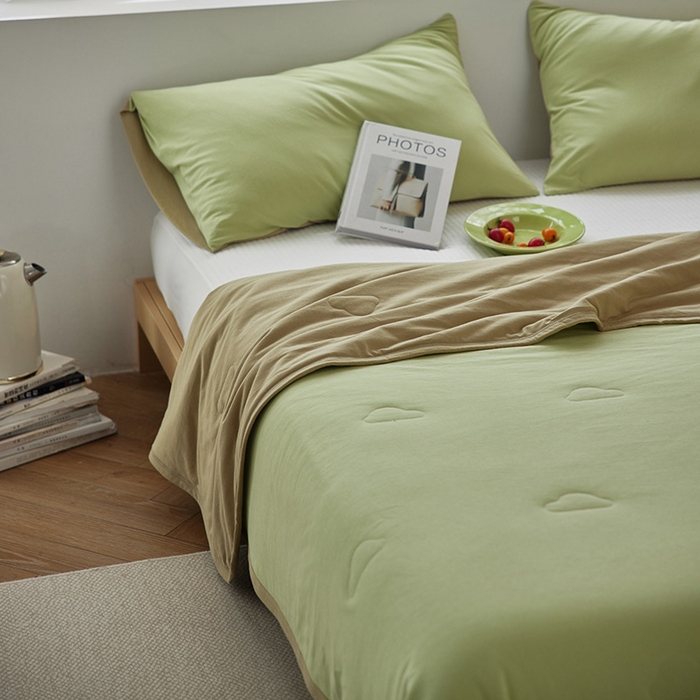 91家纺网 家纺一手货源 找家纺 安莱生活 2025新款全棉纯棉云感针织棉双拼夏被夏凉被空调被 翠暖双拼