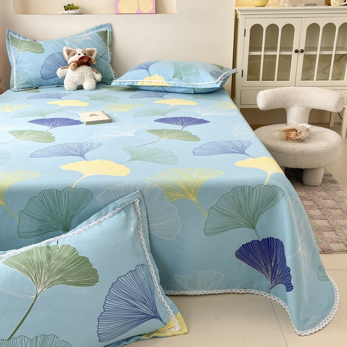 91家纺网 家纺一手货源 找家纺 新印象  2025新款花边老粗布床单款床笠款三件套秋意