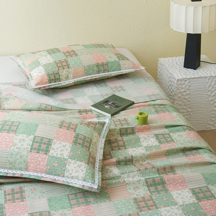 91家纺网 家纺一手货源 找家纺 （总）萌宝 2025老粗布新款纯棉细纱三枚缎卡帆布花边款软凉席床单提供买家秀