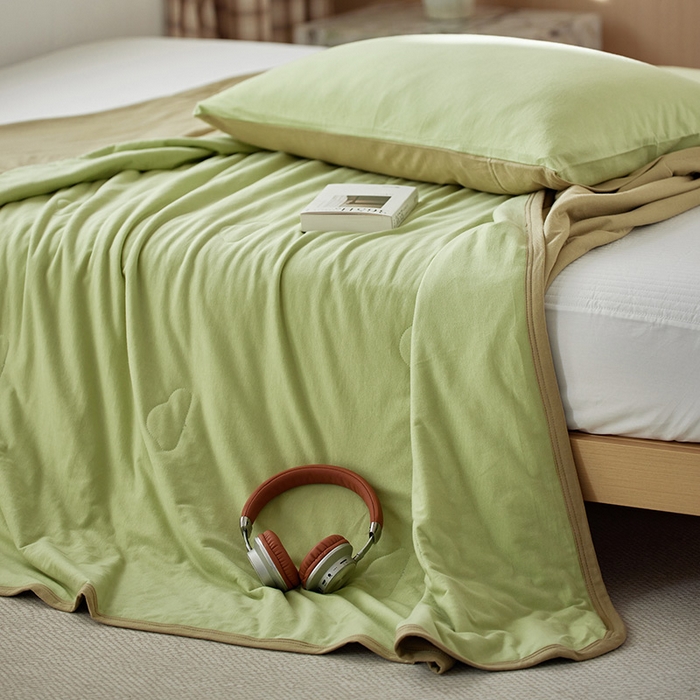 91家纺网 家纺一手货源 找家纺 安莱生活 2025新款全棉纯棉云感针织棉双拼夏被夏凉被空调被 翠暖双拼