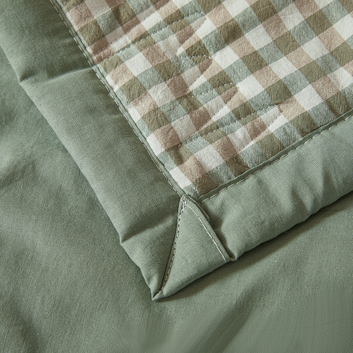 91家纺网 家纺一手货源 找家纺 西域种棉人·千百笠 2025新款A类100%新疆棉花夏凉被纯棉全棉填充原棉空调被手工宽边水洗棉夏被 绿小格