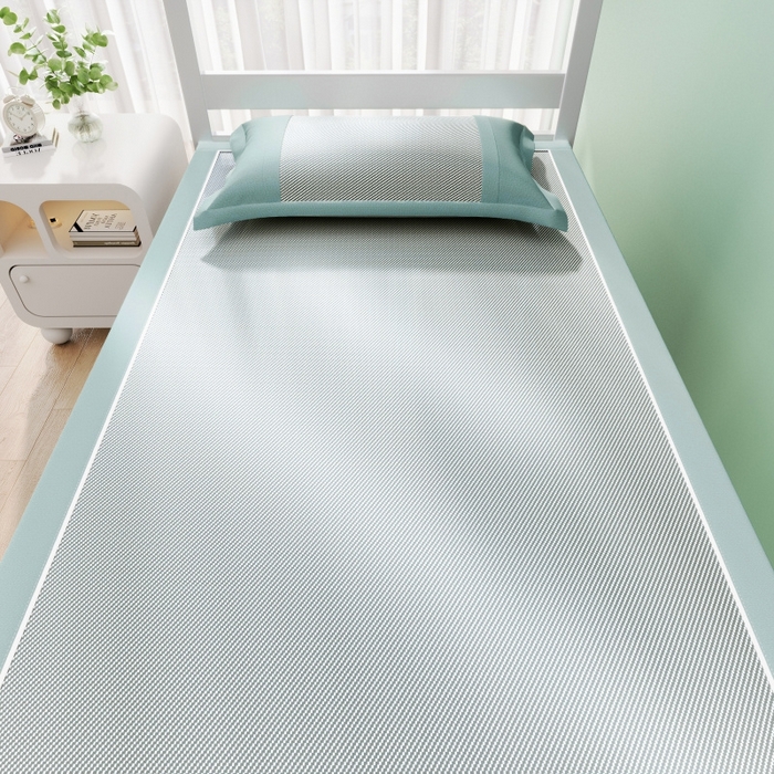 91家纺网 家纺一手货源 找家纺 川悦生活 2025新款纯色凉感冰丝席-小床 帕帕狗仔-蓝灰