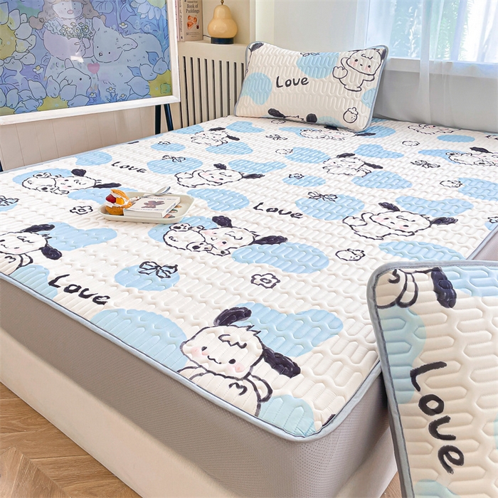 91家纺网 家纺一手货源 找家纺 布卢姆床垫 2025新款5mmA类乳胶凉席床笠套件夏被组合 调皮小狗