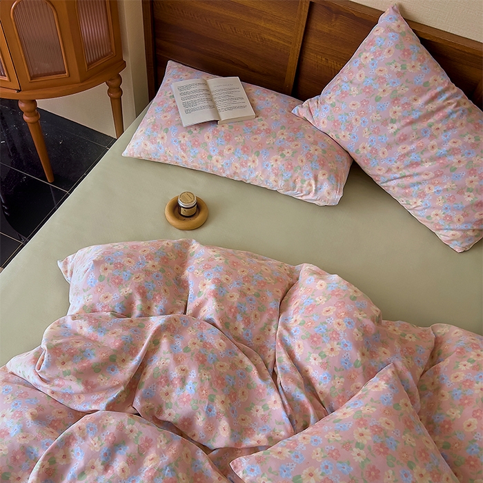 91家纺网 家纺一手货源 找家纺 优品阁  2025新款A类全棉有氧双层纱四件套 余香