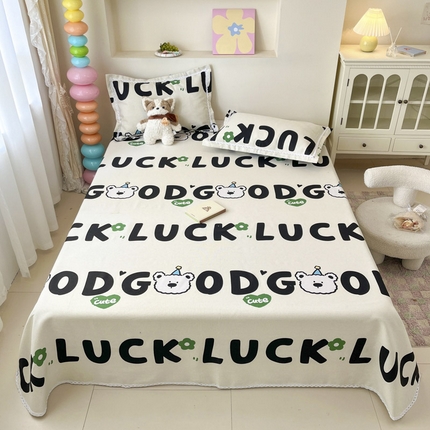 新印象  2025新款花边老粗布床单款床笠款三件套字母熊