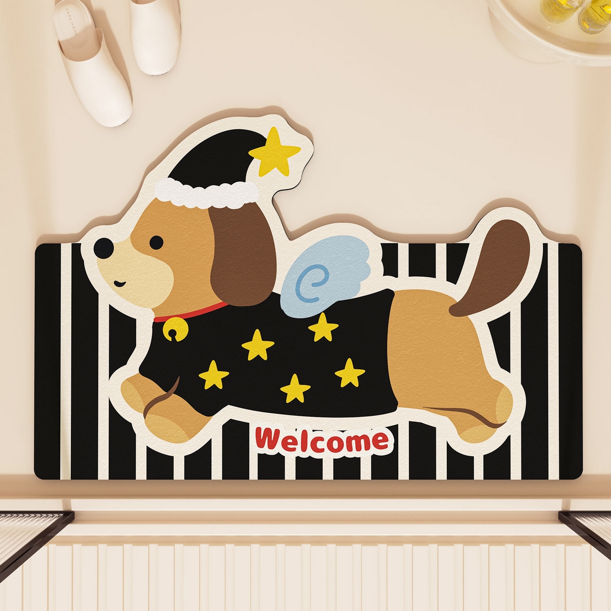 91家纺网 家纺一手货源 找家纺 卡初家居（原微来）2025新款双面防滑浴室硅藻泥地垫-小狗 G-655【小狗】