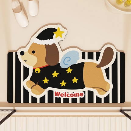 91家纺网 家纺一手货源 找家纺 （总）卡初家居（原微来）2025新款双面防滑浴室硅藻泥地垫-小狗