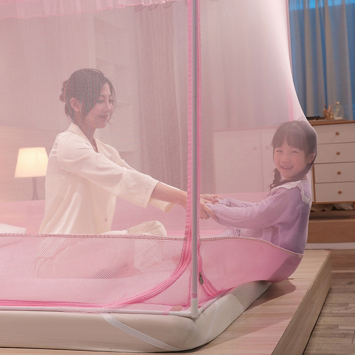 91家纺网 家纺一手货源 找家纺 （总）夏彩 2025新款U型三开门外穿坐床蚊帐系列-货号88538/88539