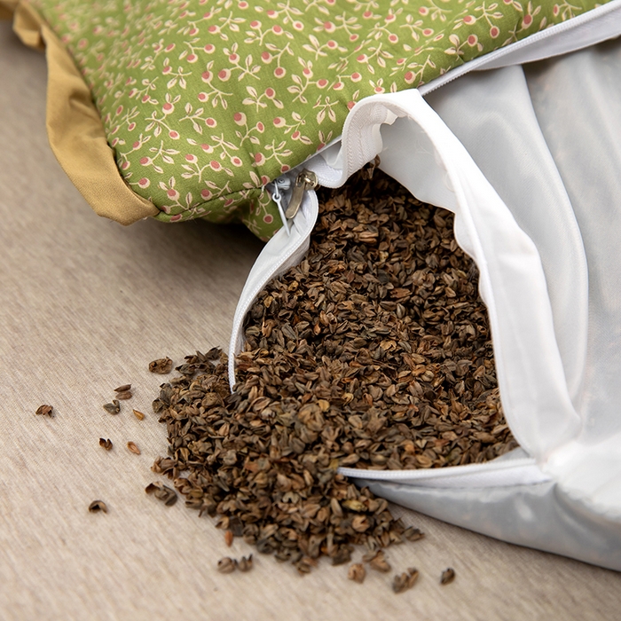 91家纺网 家纺一手货源 找家纺 九州枕芯 2025新款全棉双层小碎花纯荞麦枕 枕头枕芯 草绿色35*55cm/只