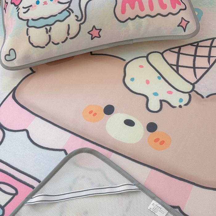 91家纺网 家纺一手货源 找家纺 美乐迪家纺 2025新款碳光凉感冰丝席 冰淇淋小站