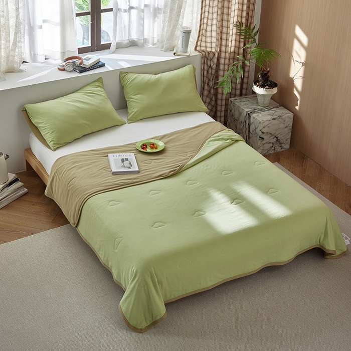 91家纺网 家纺一手货源 找家纺 安莱生活 2025新款全棉纯棉云感针织棉双拼夏被夏凉被空调被 翠暖双拼