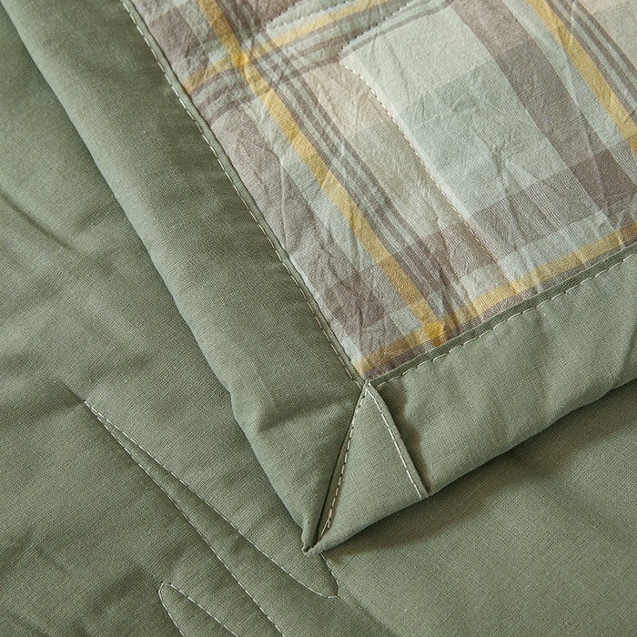 91家纺网 家纺一手货源 找家纺 西域种棉人·千百笠 2025新款A类100%新疆棉花夏凉被纯棉全棉填充原棉空调被手工宽边水洗棉夏被 雅致-绿格