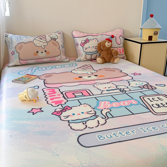 91家纺网 家纺一手货源 找家纺 美乐迪家纺 2025新款碳光凉感冰丝席 冰淇淋小站