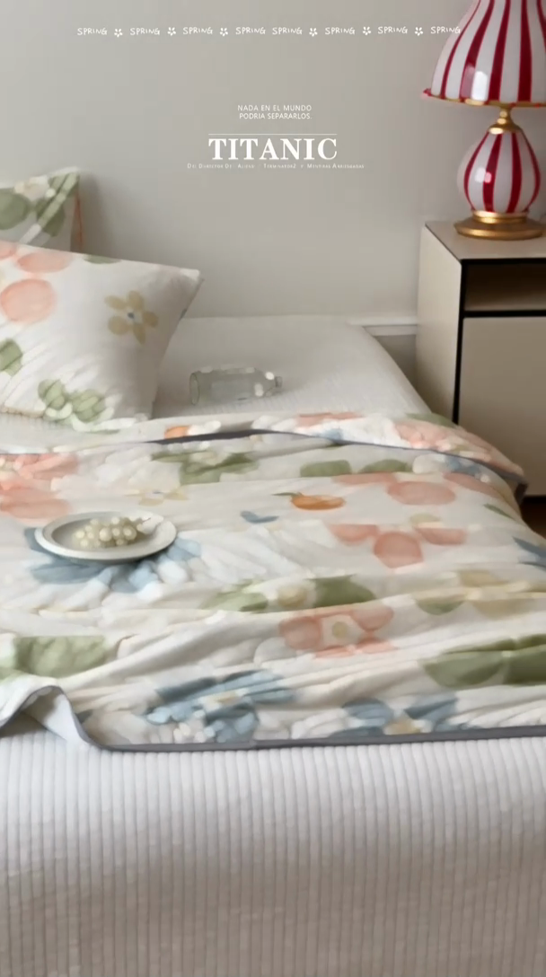 91家纺网 家纺一手货源 找家纺 觅糖家纺 2025新款软糯针织云柔大豆夏被 花梦