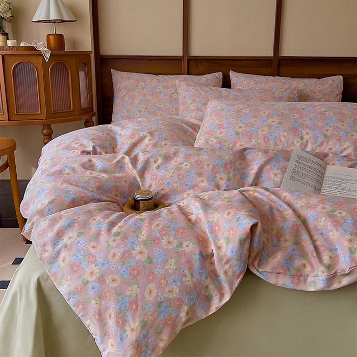 91家纺网 家纺一手货源 找家纺 优品阁  2025新款A类全棉有氧双层纱四件套 余香