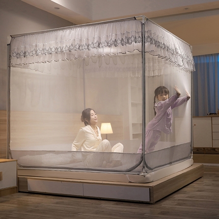 91家纺网 家纺一手货源 找家纺 （总）夏彩 2025新款U型三开门外穿坐床蚊帐系列-货号88538/88539