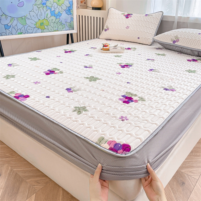 91家纺网 家纺一手货源 找家纺 布卢姆床垫 2025新款5mmA类乳胶凉席床笠套件夏被组合 葡萄乐园