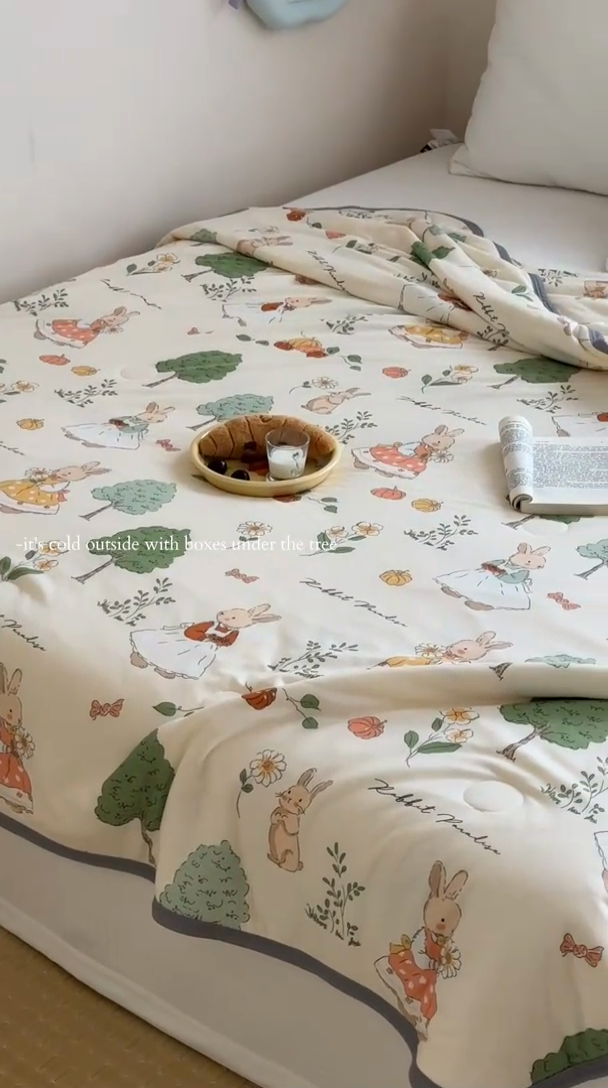 91家纺网 家纺一手货源 找家纺 觅糖家纺 2025新款软糯针织云柔大豆夏被 春天里