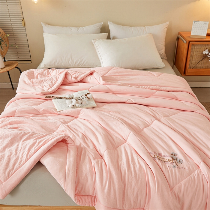 91家纺网 家纺一手货源 找家纺 西域种棉人·千百笠 2025新款A类100%新疆棉花夏凉被纯棉全棉填充毛巾绣绣花纯色双拼原棉空调被夏被 贵族玉