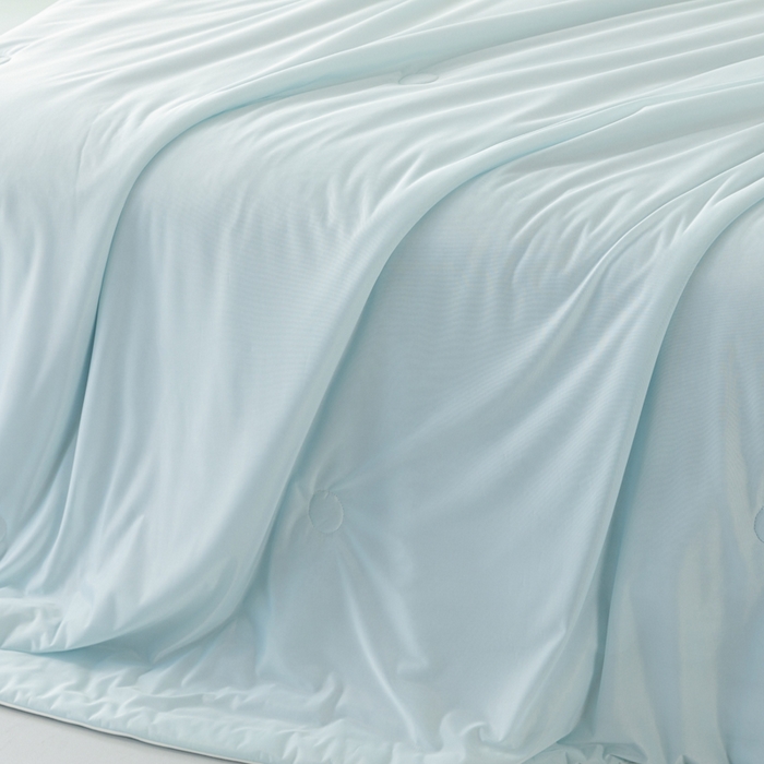 91家纺网 家纺一手货源 找家纺 瑜珠家纺 2025新款瑜珠云母凉感丝夏被 蓝+灰