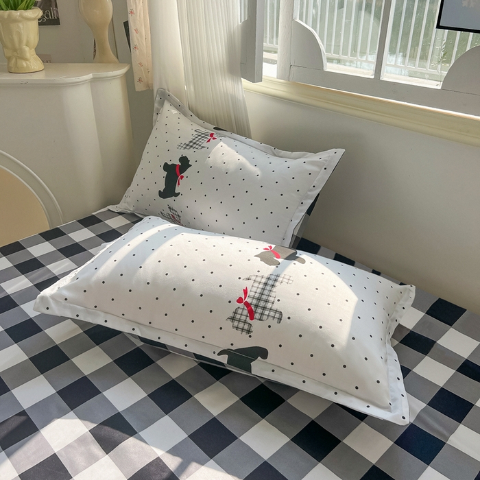 91家纺网 家纺一手货源 找家纺 悦织湾家纺 2025新款亲肤芦荟棉四件套轻奢印花磨毛床上用品亲肤棉四件套 格子汪