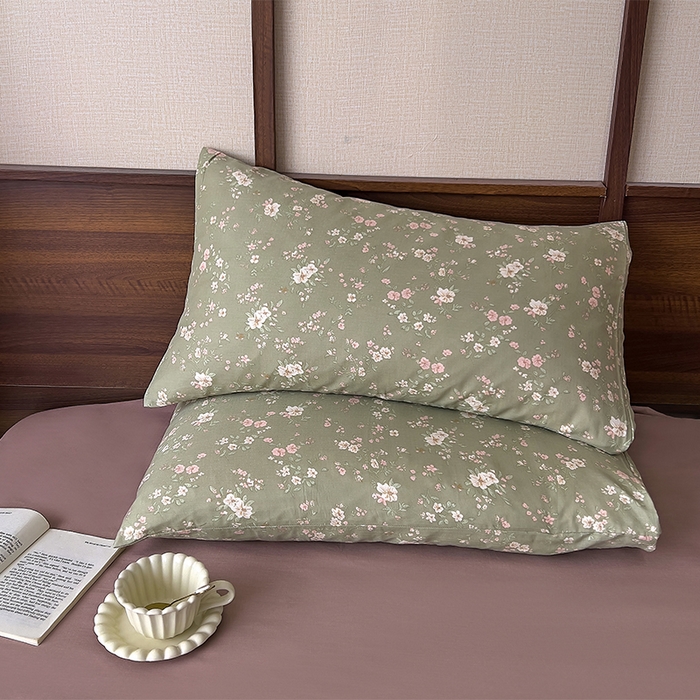 91家纺网 家纺一手货源 找家纺 优品阁  2025新款A类全棉有氧双层纱四件套 浅汐