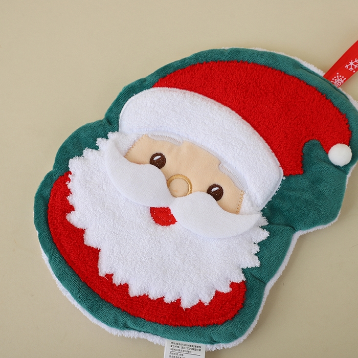 91家纺网 家纺一手货源 找家纺 彩虹毛巾 2025新款珊瑚绒卡通可挂式加厚吸水不掉毛可爱小毛巾厨房洗手间挂巾便携式懒人擦手布-圣诞系列 圣诞老人18*23cm 擦手巾/只