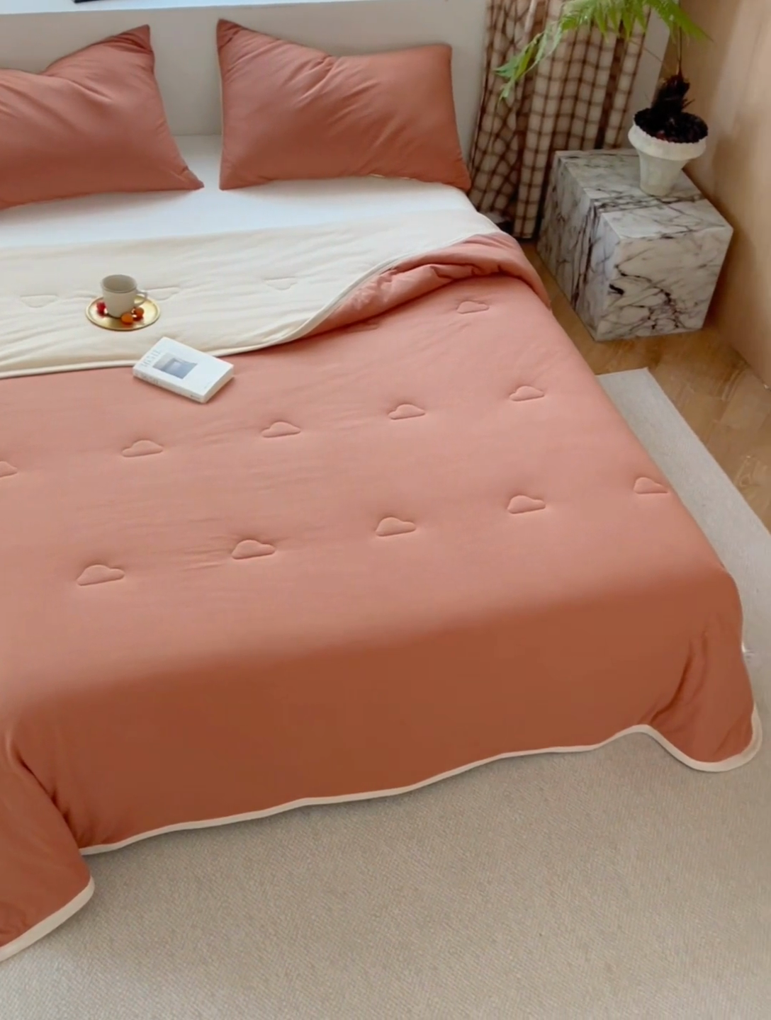 91家纺网 家纺一手货源 找家纺 安莱生活 2025新款全棉纯棉云感针织棉双拼夏被夏凉被空调被 慕斯双拼