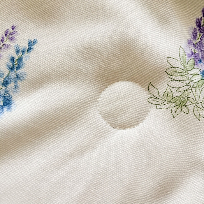 91家纺网 家纺一手货源 找家纺 金喜 2025新款小清新风格有氧针织双层纱大豆被夏被四件套 薰衣草