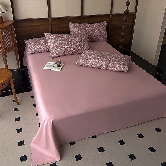 91家纺网 家纺一手货源 找家纺 优品阁  2025新款A类全棉有氧双层纱四件套 蕾拉花园