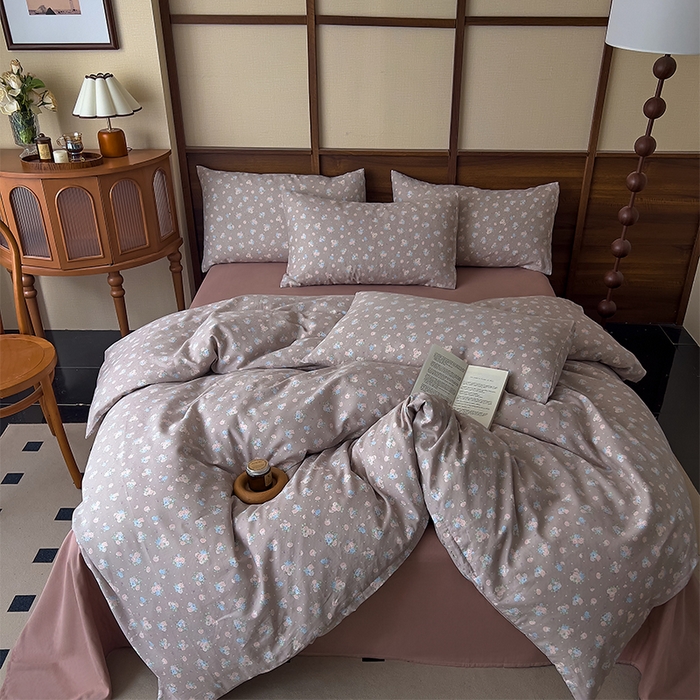 91家纺网 家纺一手货源 找家纺 优品阁  2025新款A类全棉有氧双层纱四件套 秀妍