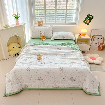 西域种棉人·千百笠 2025新款A类新疆棉花夏凉被加宽包边水洗棉卡通印花吸湿透气棉花夏被空调被 凌香 招财猫