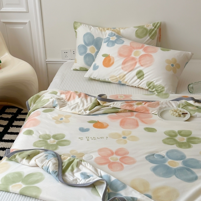 91家纺网 家纺一手货源 找家纺 觅糖家纺 2025新款软糯针织云柔大豆夏被 花梦