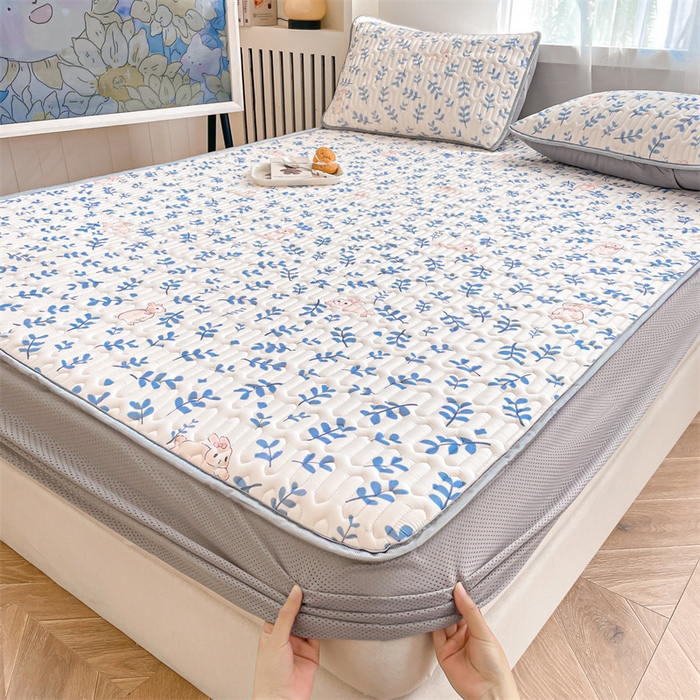 91家纺网 家纺一手货源 找家纺 布卢姆床垫 2025新款5mmA类乳胶凉席床笠套件夏被组合 芊芊玉兔