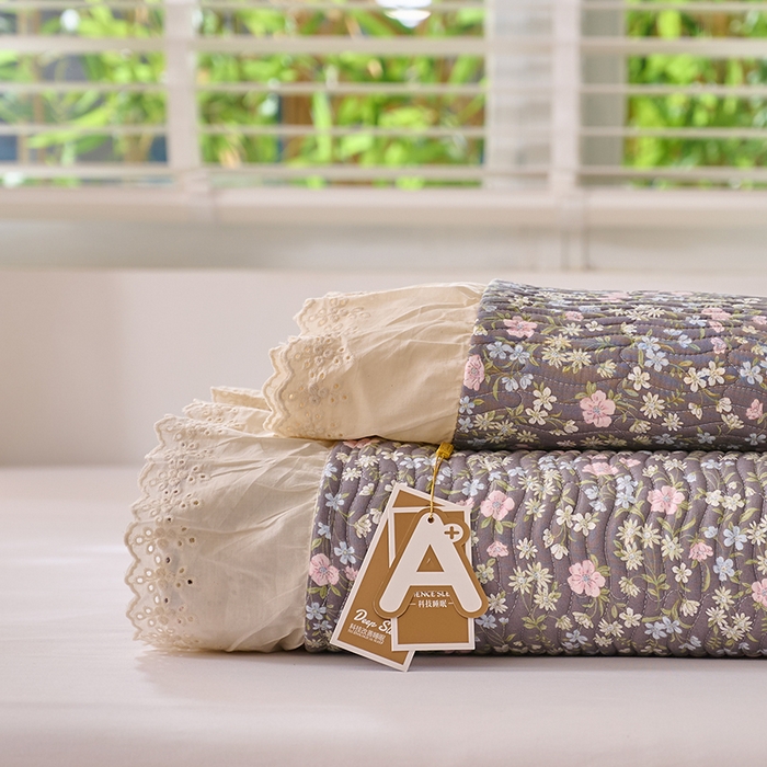 91家纺网 家纺一手货源 找家纺 X猫先生 2025新款法式全棉双层纱床盖套件夹棉床单三四件套（A类母婴级） 朵蔓