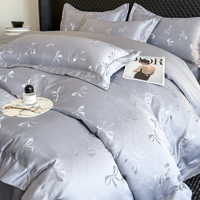 91家纺网 家纺一手货源 找家纺 狂想家 2025新款高奢提花水洗天丝系列四件套 情结高级灰