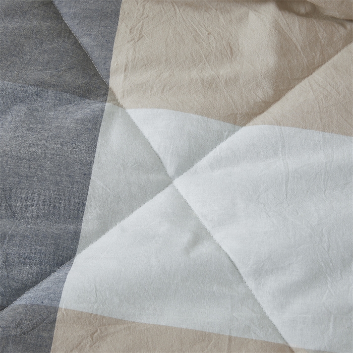 91家纺网 家纺一手货源 找家纺 2025新款A类里外全棉夏凉被100%新疆棉纯棉全棉填充无印格子款空调被原棉夏被 里外全棉-蓝大格