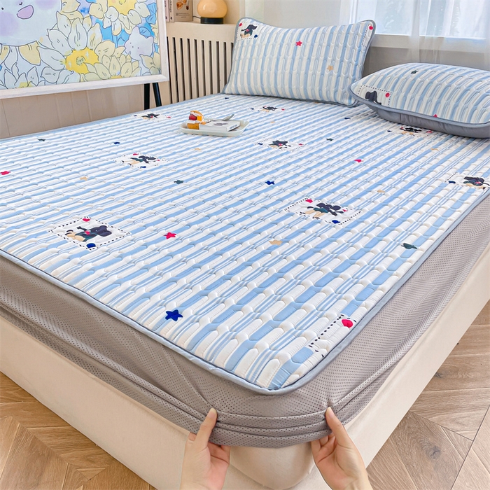 91家纺网 家纺一手货源 找家纺 布卢姆床垫 2025新款5mmA类乳胶凉席床笠套件夏被组合 条纹象