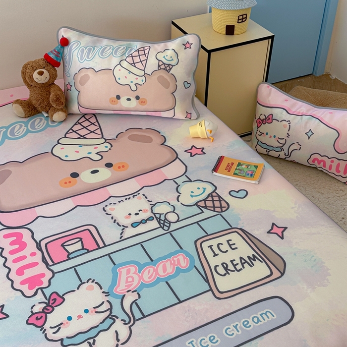 91家纺网 家纺一手货源 找家纺 美乐迪家纺 2025新款碳光凉感冰丝席 冰淇淋小站