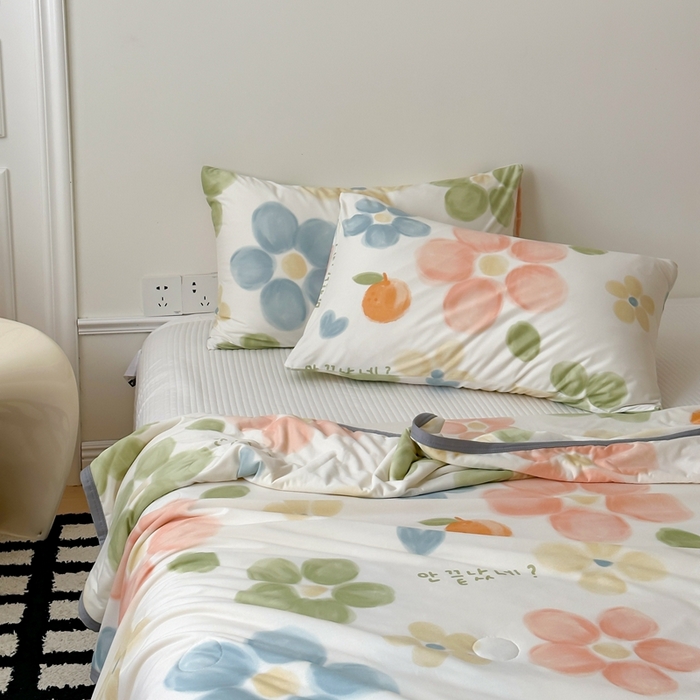 91家纺网 家纺一手货源 找家纺 觅糖家纺 2025新款软糯针织云柔大豆夏被 花梦